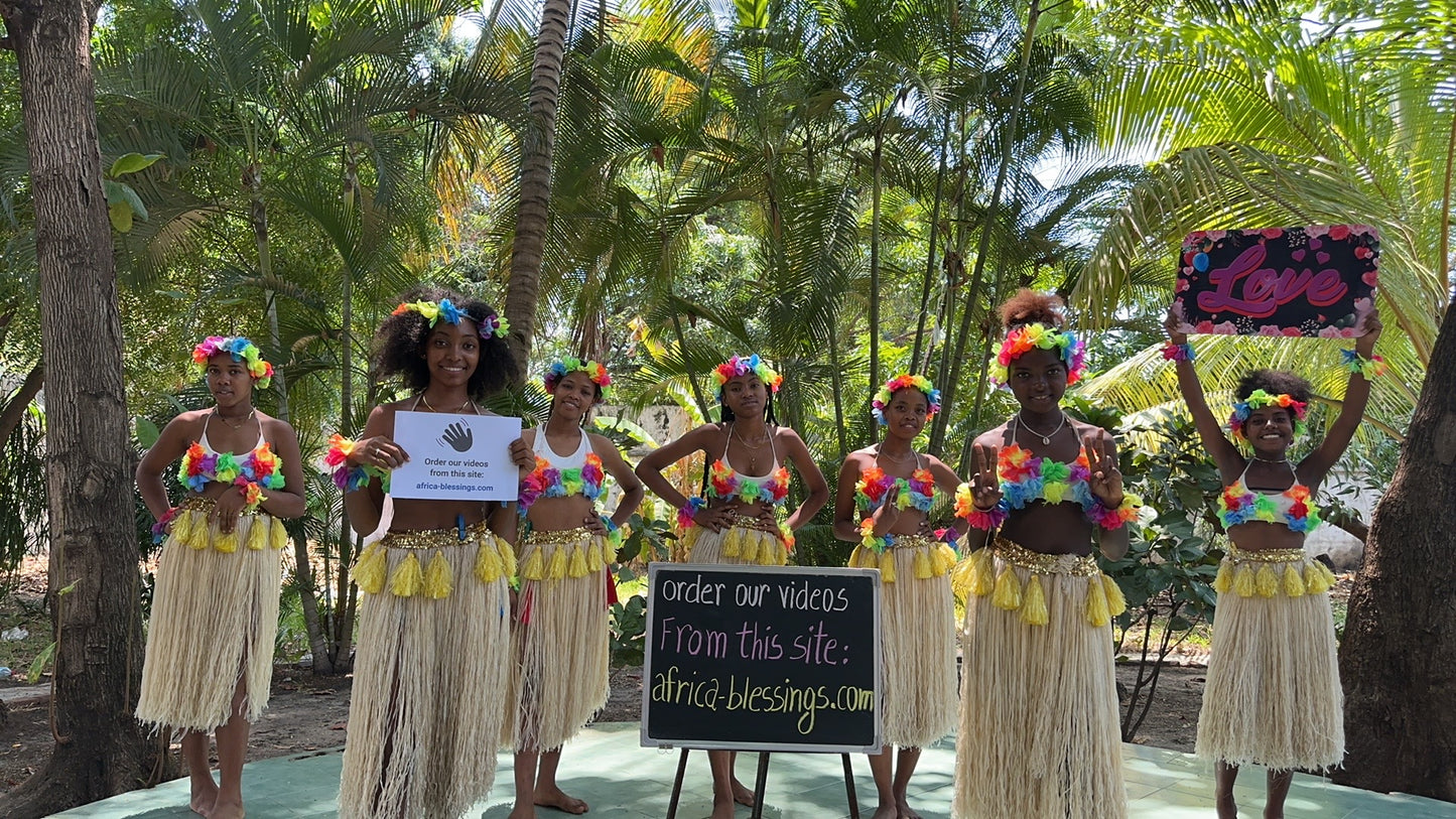African Yellow Grass Skirt Girls
