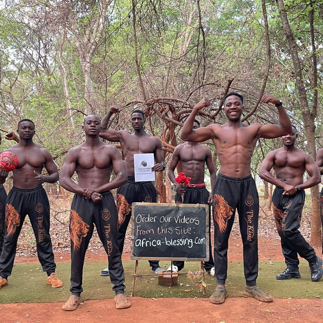 black pant muscle men from Africa make funny wishes video from Africa