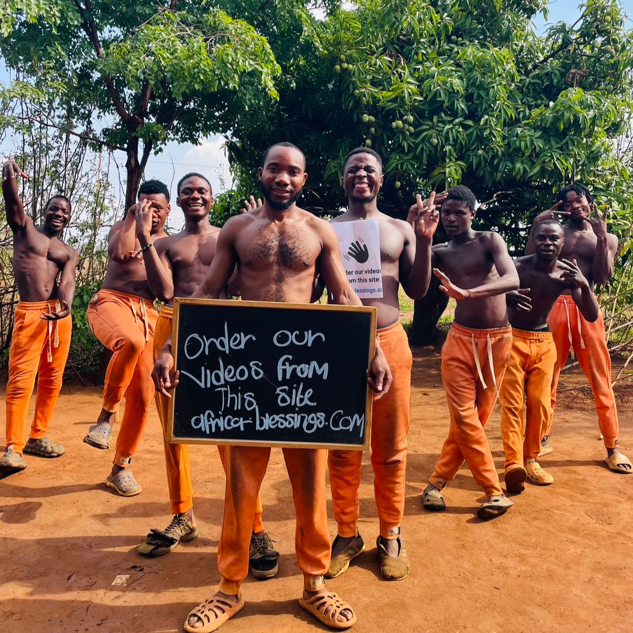 African Orange Pants Men