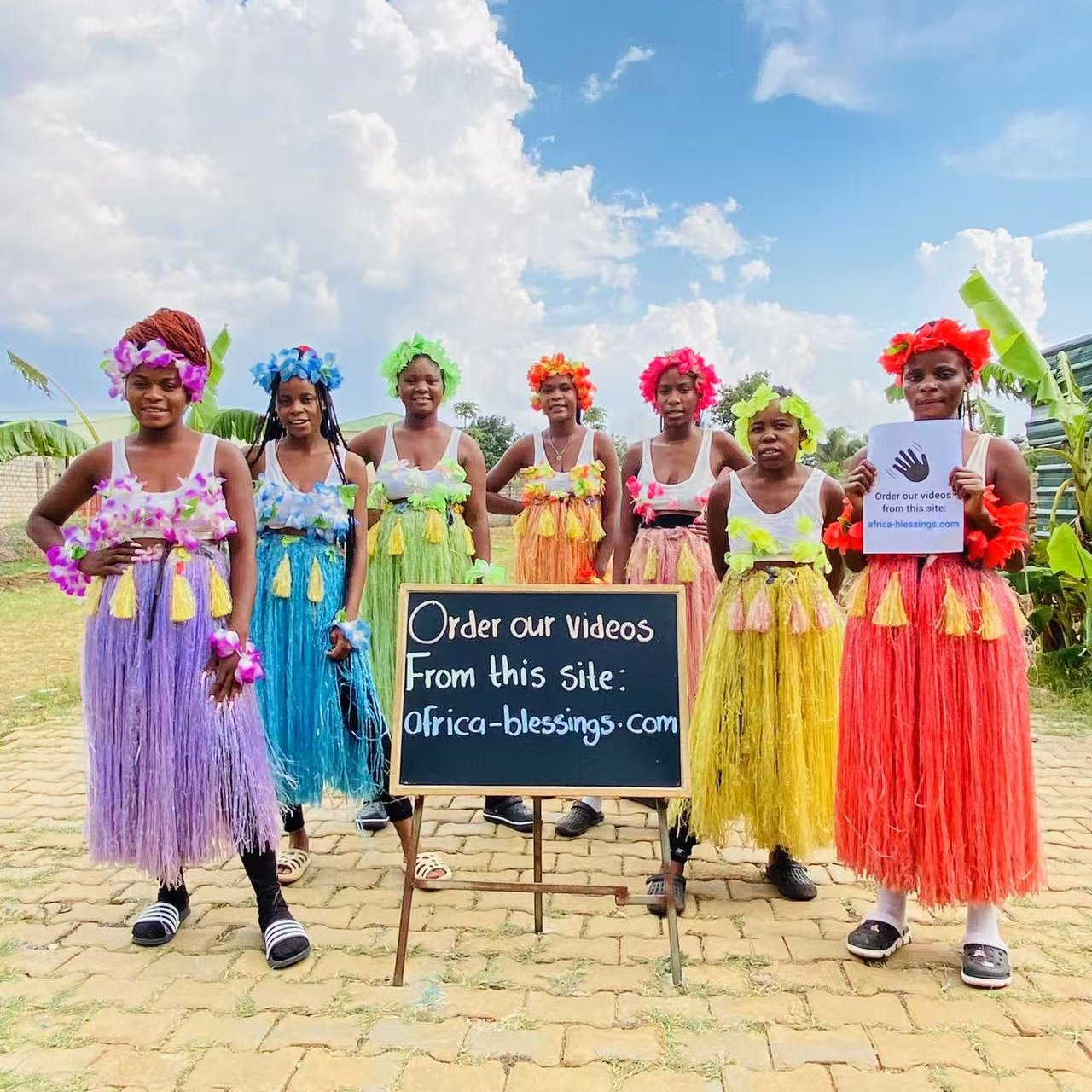 African Colourful Hula Skirt Girls