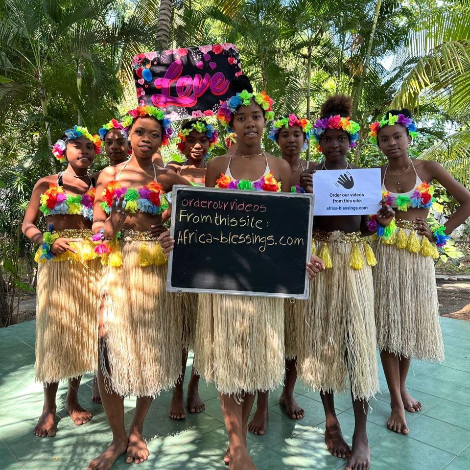 African Yellow Grass Skirt Girls