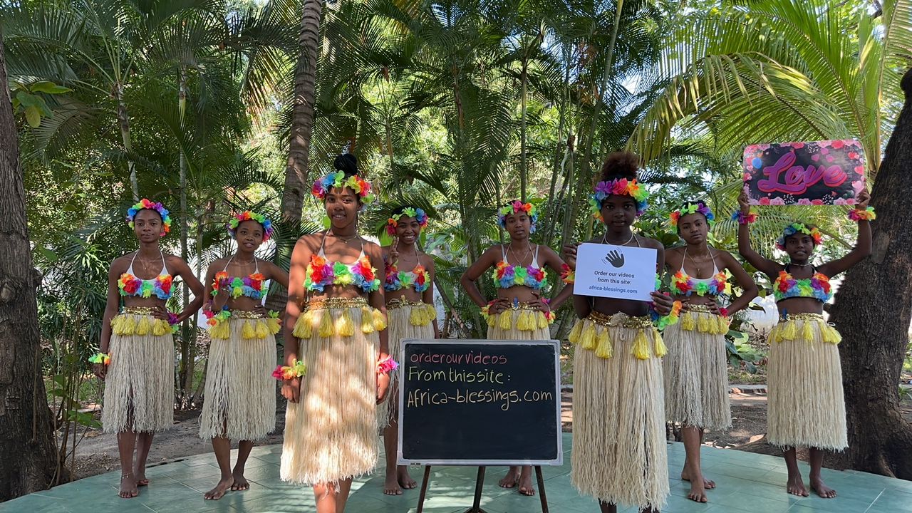 African Yellow Grass Skirt Girls