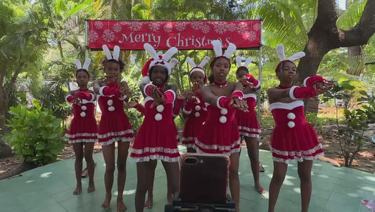 Merry Christmas African Beauty Girls With red rabbit suits